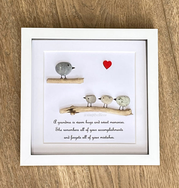 'A Grandma is warm hugs' | Pebble Frame Gift | Handmade by SimplyEllie