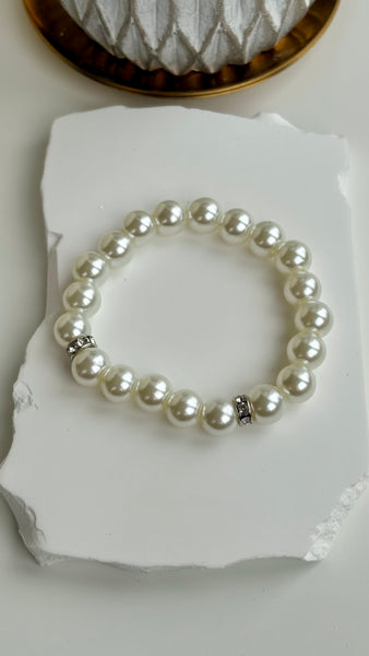 Silver Glass Pearl Bracelet