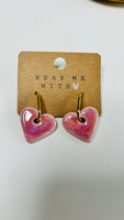 Ceramic heart drop earrings