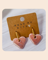 Ceramic heart drop earrings