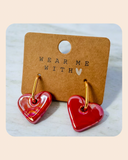 Ceramic heart drop earrings